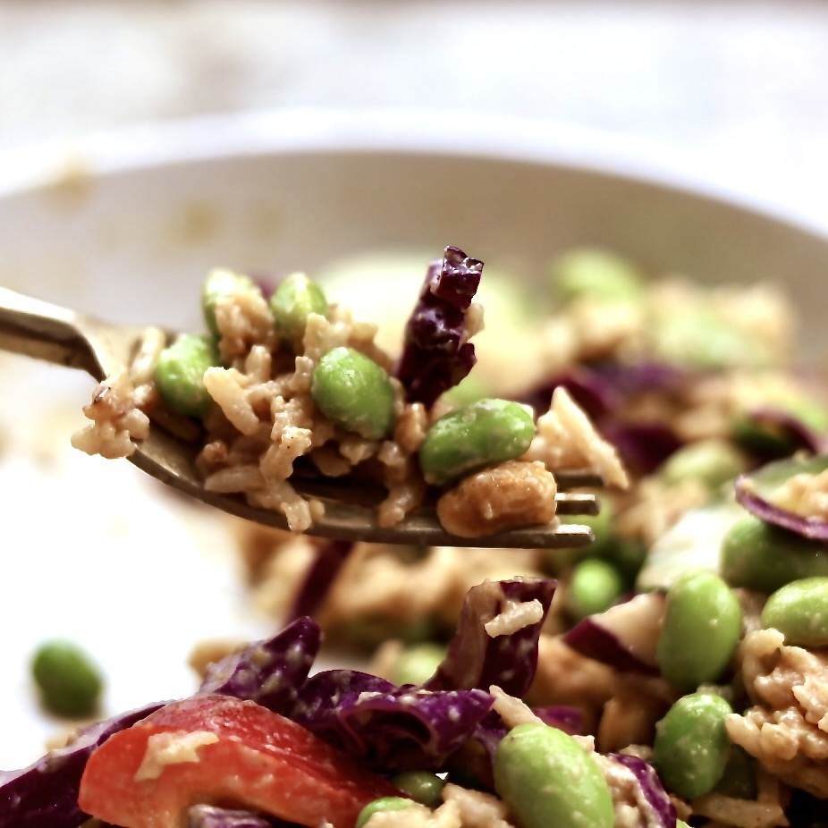 crispy rice veggie bowl is full of good plant protein 
