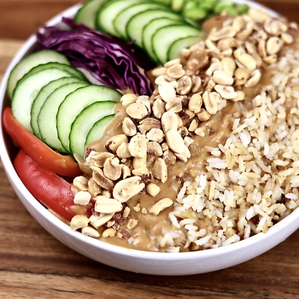 crispy rice veggie bowl