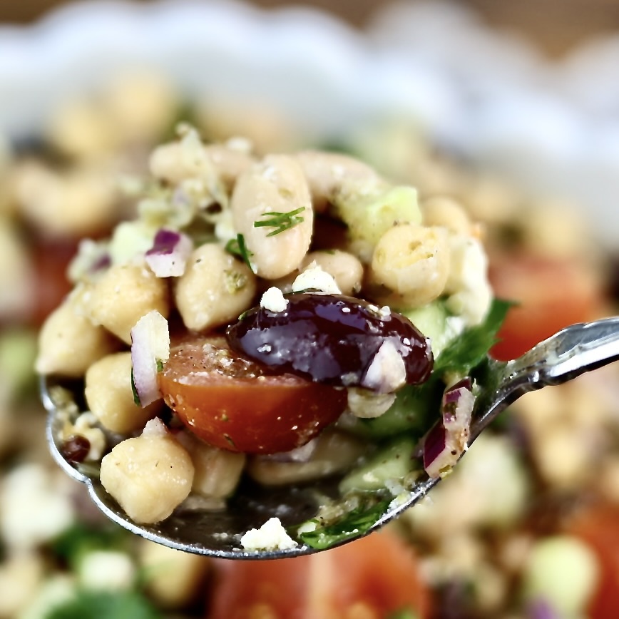 healthy Mediterranean dense bean salad