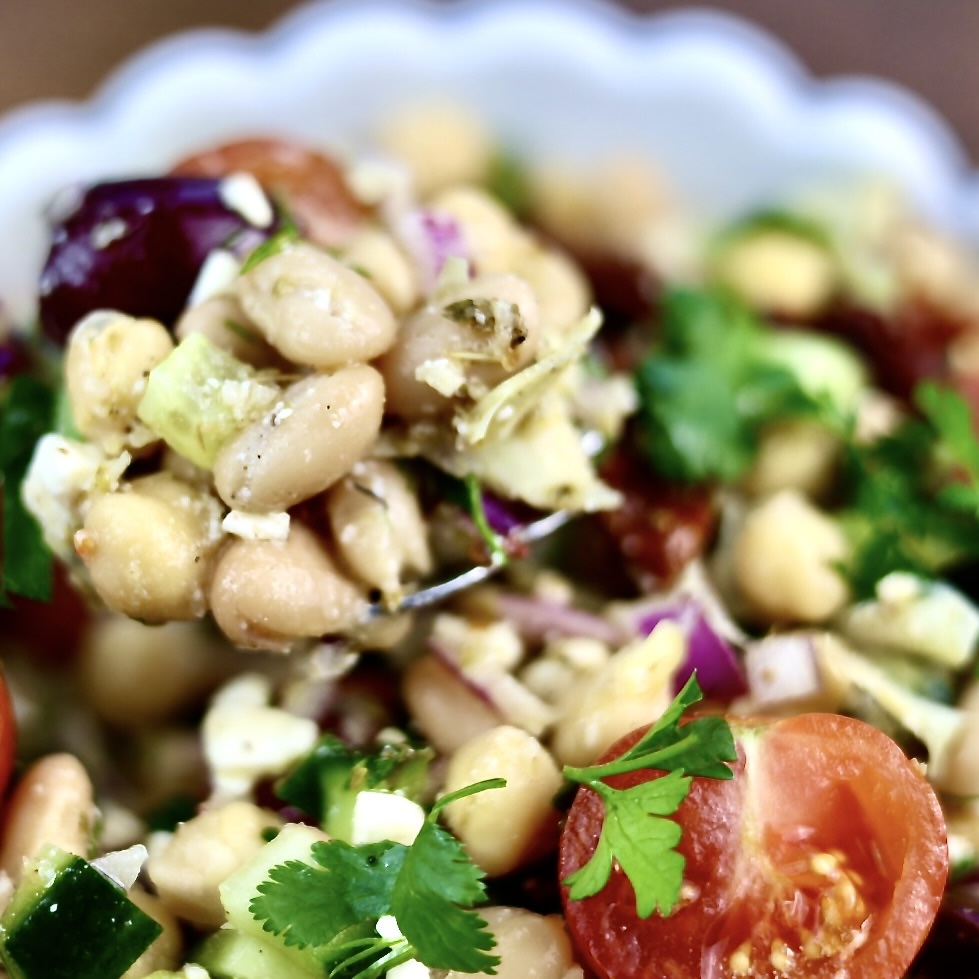 Mediterranean lemon herb dense bean salad