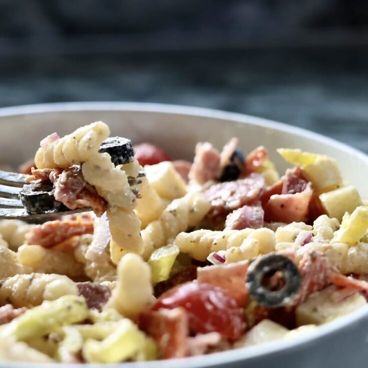 Close up Italian Grinder Pasta Salad