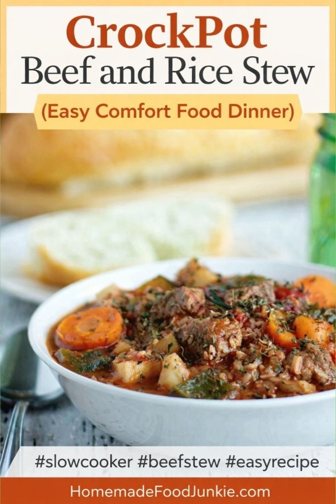 Crock Pot Beef and Rice Stew 1 CrockPot Beef and Rice Stew (Easy Comfort Food Dinner)