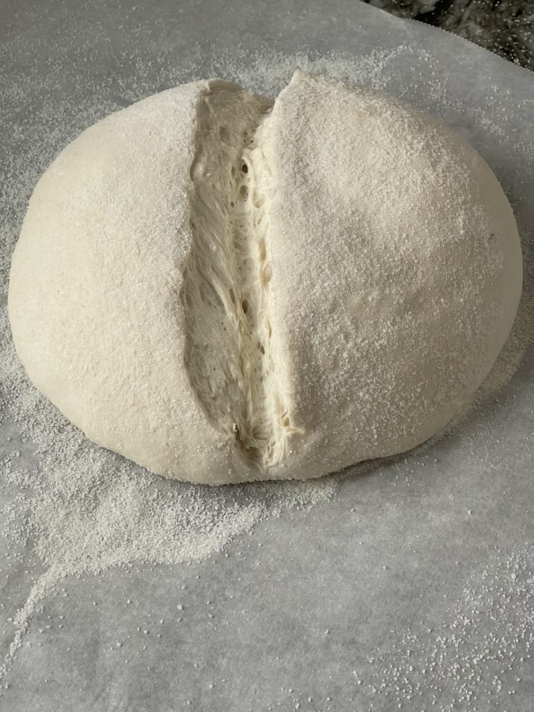 deep score down the center of the dough
