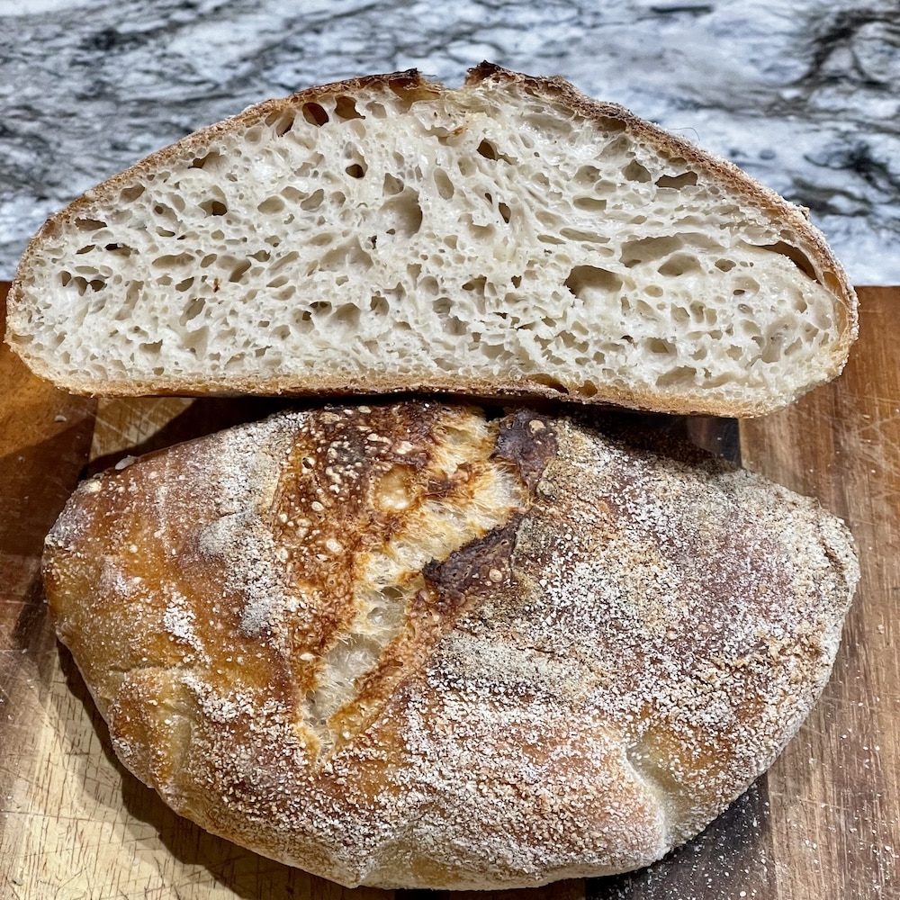 high hydration 85% beginner artisan sourdough bread