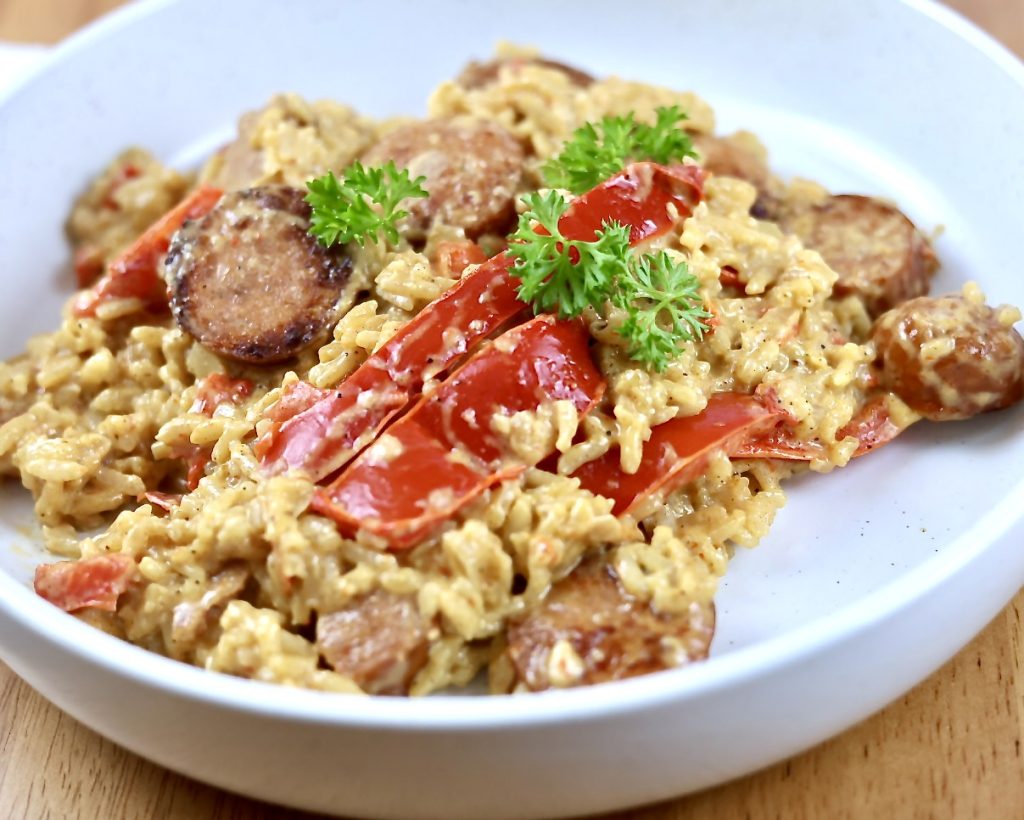 creamy cajun sausage rice skillet dinner