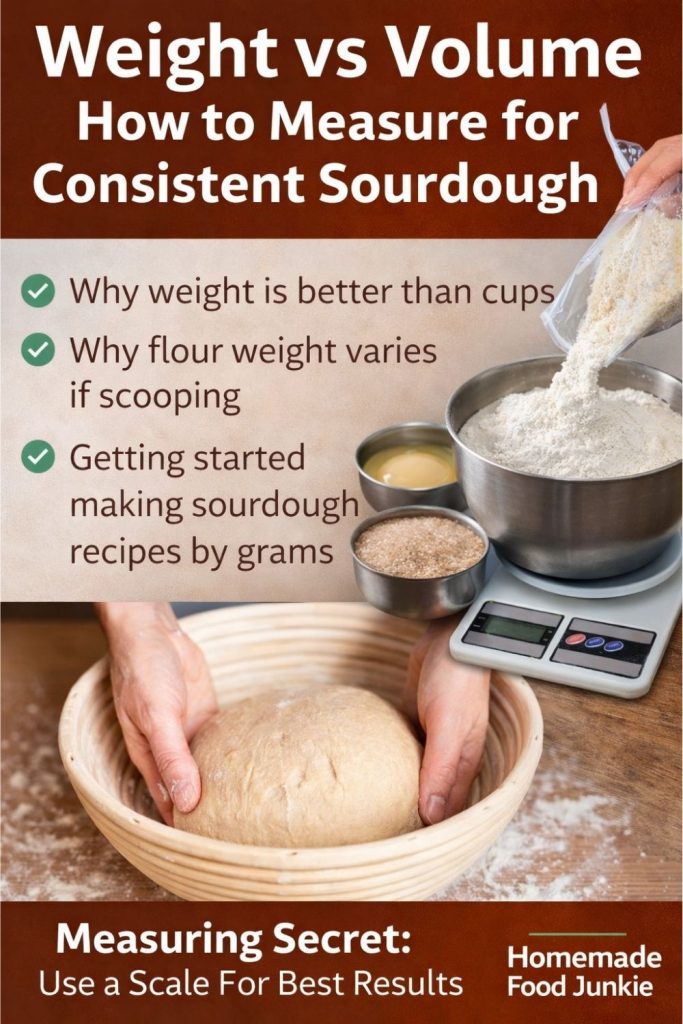 Measure Sourdough Ingredients By Weight: The Simple Switch That Improves Every Loaf 8 Weight vs. Volume how to measure sourdough accurately Pin image