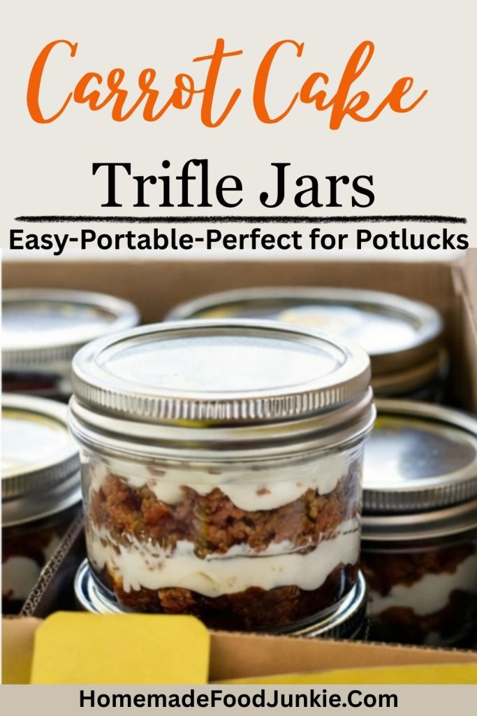 Carrot Cake Trifle Jars (Easy Mason Jar Dessert for Spring & Potlucks) 2 carrot cake trifle pin #3