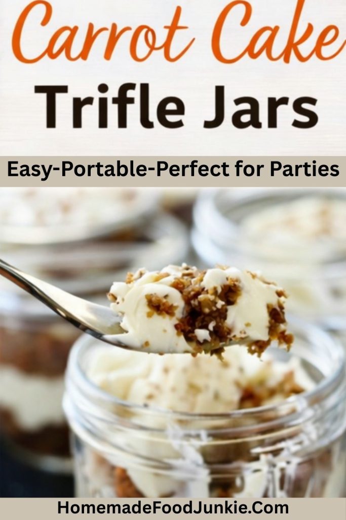 Carrot Cake Trifle Jars (Easy Mason Jar Dessert for Spring & Potlucks) 3 carrot cake trifle jar pin 1