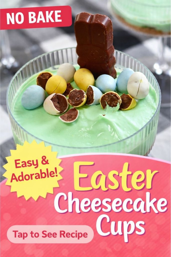 No Bake Easter Cheesecake Cups Pin Image