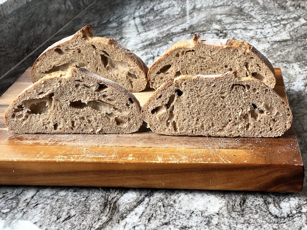 25% spelt blend bread. inconsistent crumb-poor shaping
