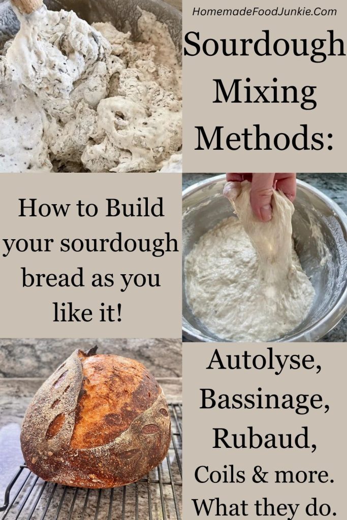 sourdough mixing methods: pin image collage