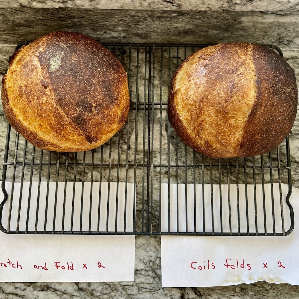 compare between bakes: S&F vs Coils shown are two baked loaves