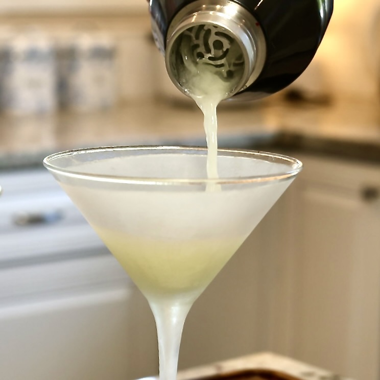 straining a absolut tabasco vodka martini