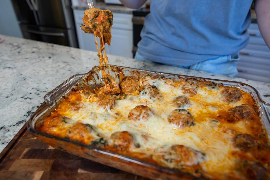 Pull of dump and bake oven lasagna