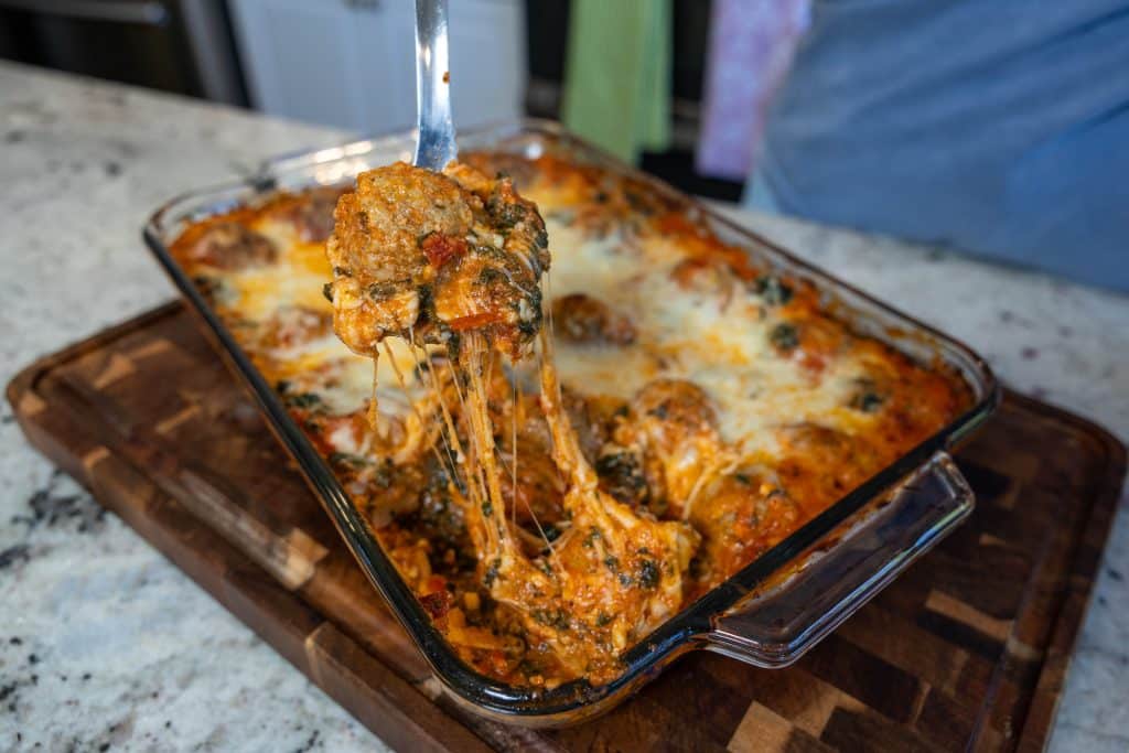 dump and bake lasagna from pan scoop.