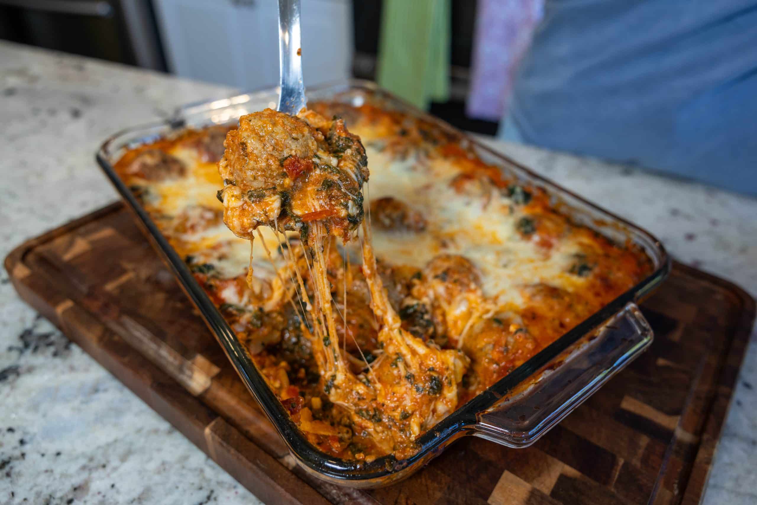 dump and bake lasagna from pan scoop.